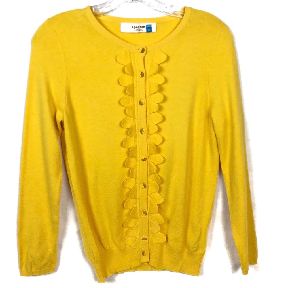 Anthropologie Sparrow Yellow Cardigan with Ruffles
